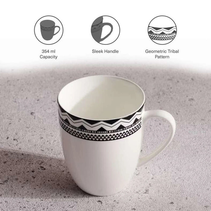 Mirage New Bone China Mug 354Ml -Black & White