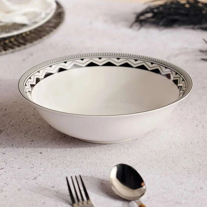 Mirage New Bone China Salad Bowl Dia22X8Cm -Black & White
