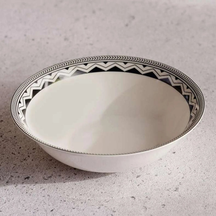 Mirage New Bone China Salad Bowl Dia22X8Cm -Black & White