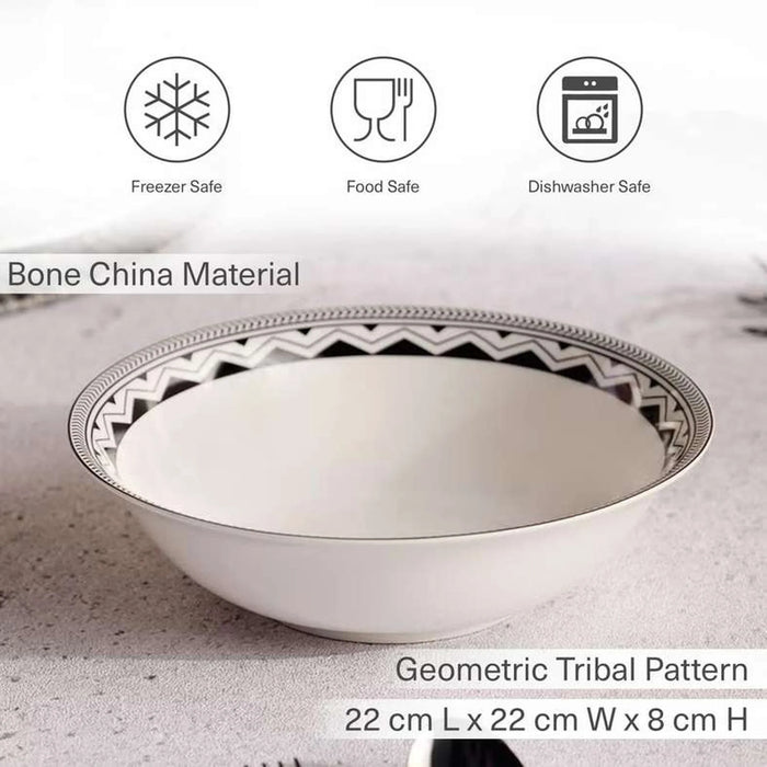 Mirage New Bone China Salad Bowl Dia22X8Cm -Black & White