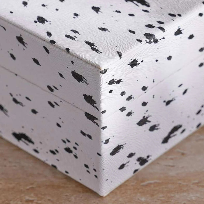 Mirage Pu Decor Box With Black Dots  26X16X8.6Cm- White Pan Home