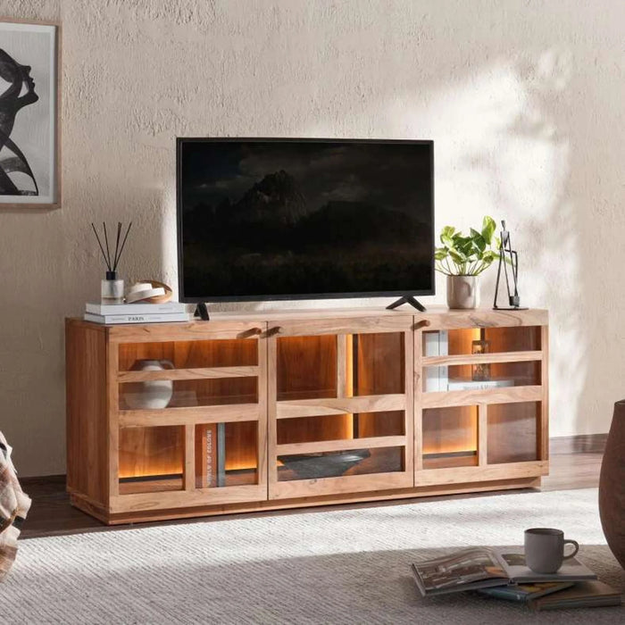 Mirage Tv Unit With 3 Door Veneer - Natural & Black