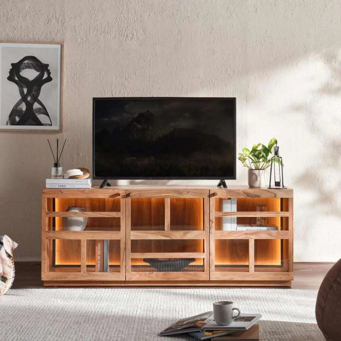 Mirage Tv Unit With 3 Door Veneer - Natural & Black