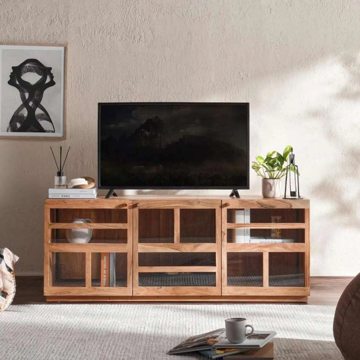 Mirage Tv Unit With 3 Door Veneer - Natural & Black