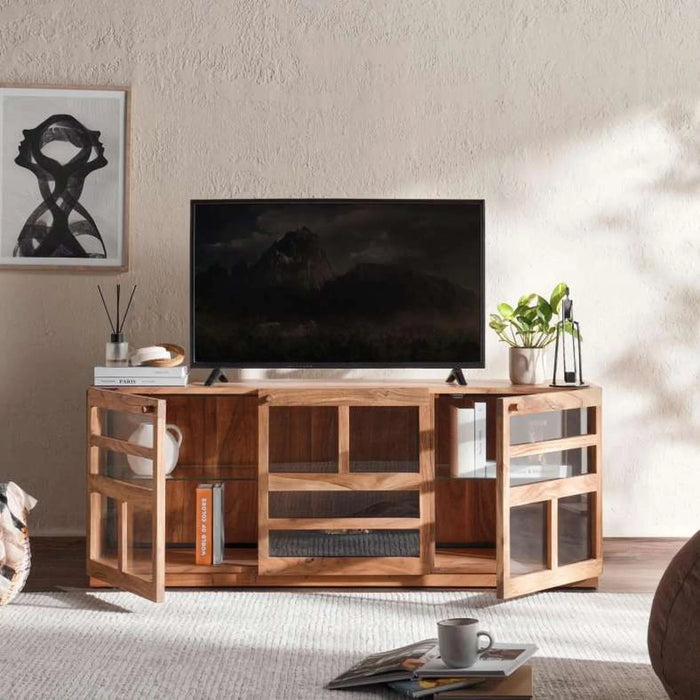 Mirage Tv Unit With 3 Door Veneer - Natural & Black
