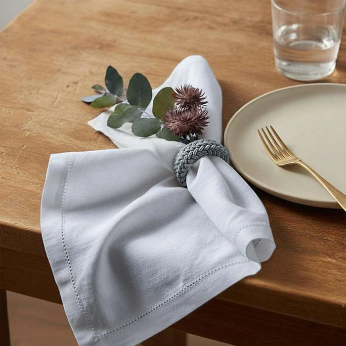 Miran 12 Piece Faggoted Napkin Set 45X45Cm - White