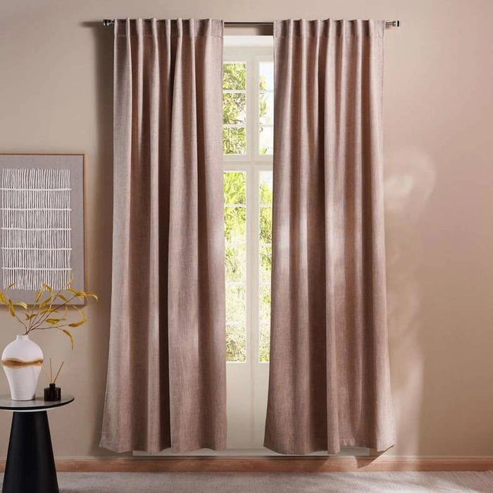 Miranda Faux Linen 2 Piece Curtain Set 130X240Cm - Linen Pan Home