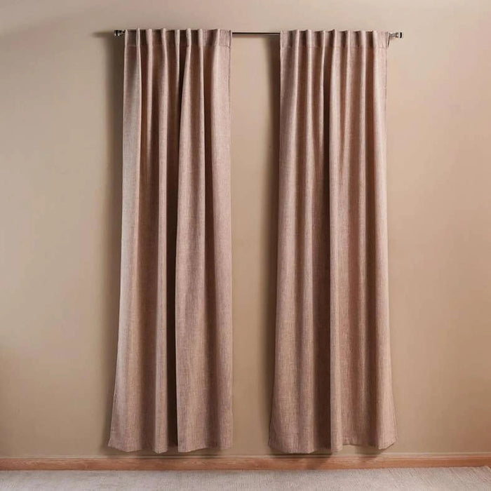 Miranda Faux Linen 2 Piece Curtain Set 130X240Cm - Linen Pan Home