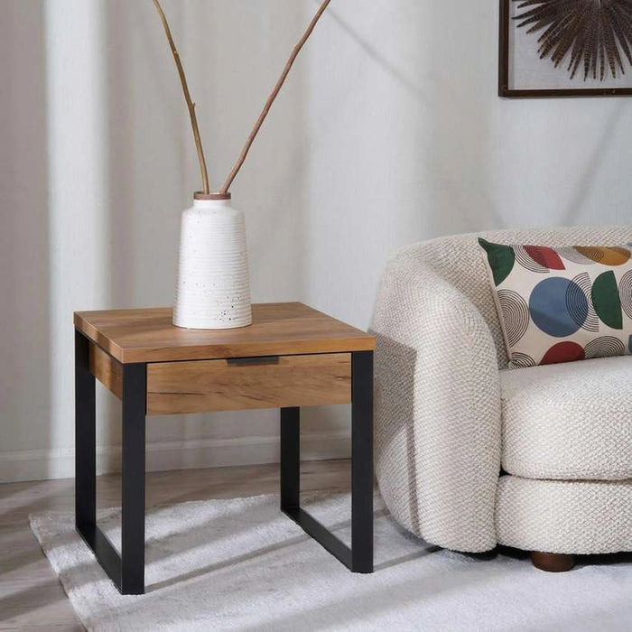 Mirren End Table With 1 Drawer - Light Brown Black