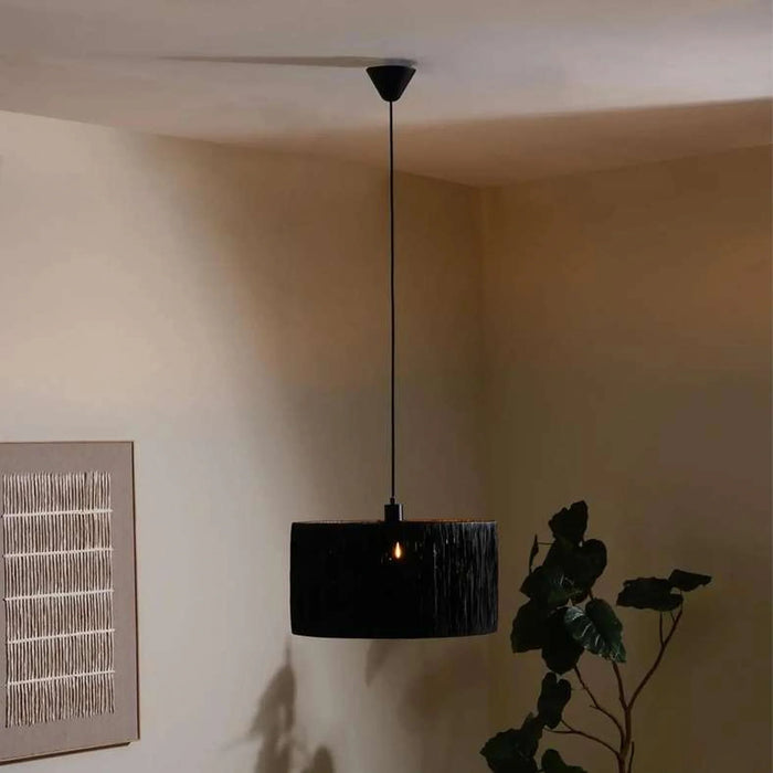 Misbah E27 Raffia Pendant Lamp Dia 48X185Cm - Black