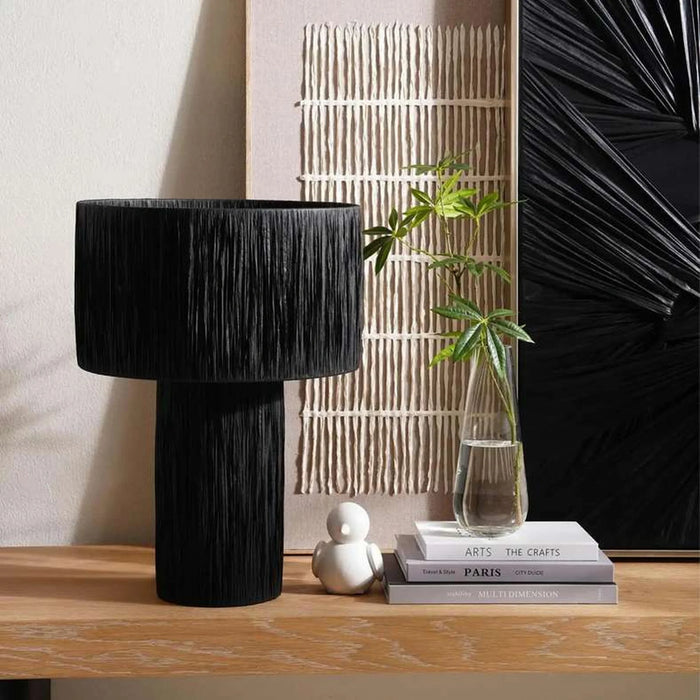 Misbah E27 Raffia Table Lamp Dia 36X51Cm - Black