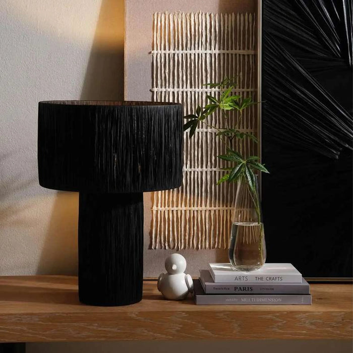 Misbah E27 Raffia Table Lamp Dia 36X51Cm - Black