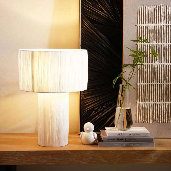 Misbah E27 Raffia Table Lamp Dia 36X51Cm - White
