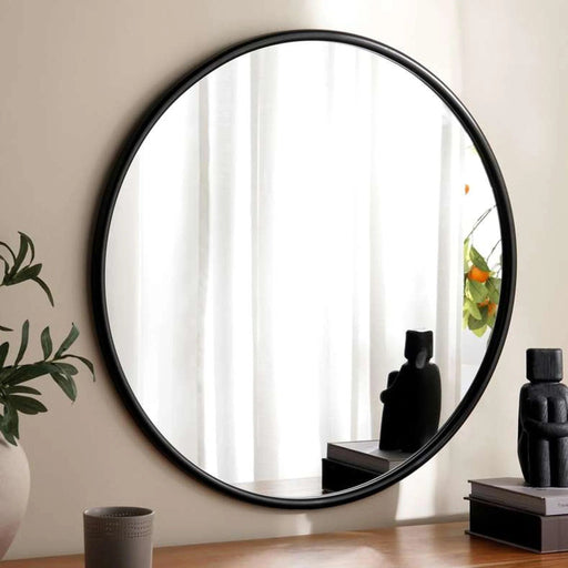 Miso Pp Frame Round Wall Mirror Dia 70Cm - Black Pan Home
