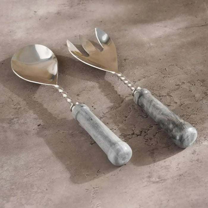 Mison 2-Piece Marble Salad Serving Set -Grey Pan Home