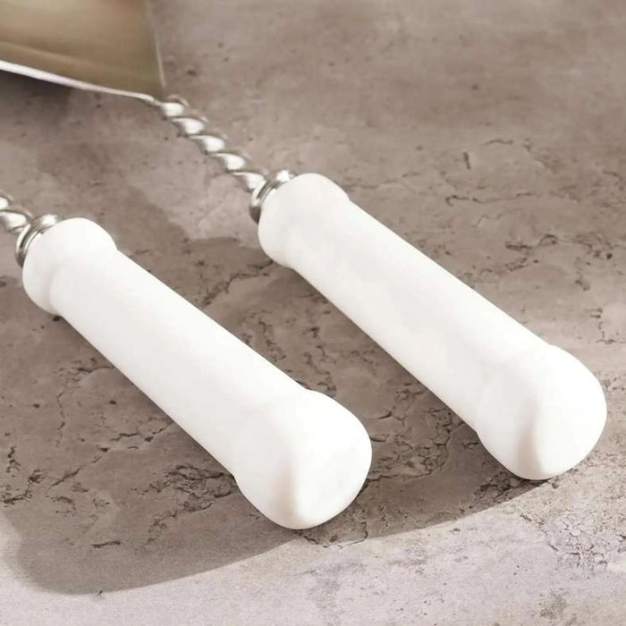 Mison 2-Piece Marble Salad Serving Set -White