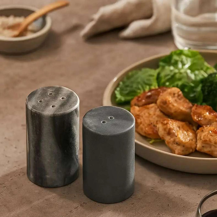 Mison 2-Piece Marble Salt Pepper Shaker Dia4X9Cm -Grey