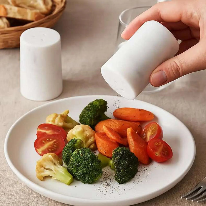 Mison 2-Piece Marble Salt Pepper Shaker Dia4X9Cm -White