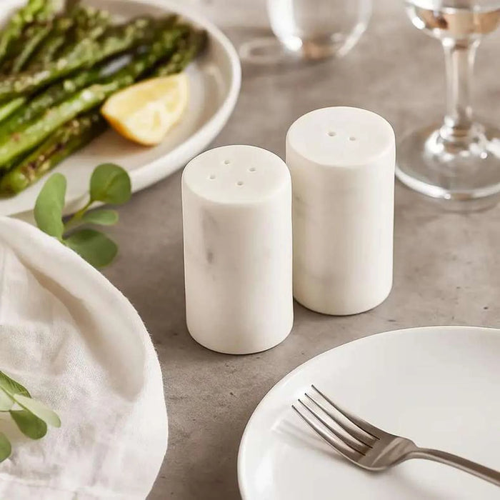 Mison 2-Piece Marble Salt Pepper Shaker Dia4X9Cm -White
