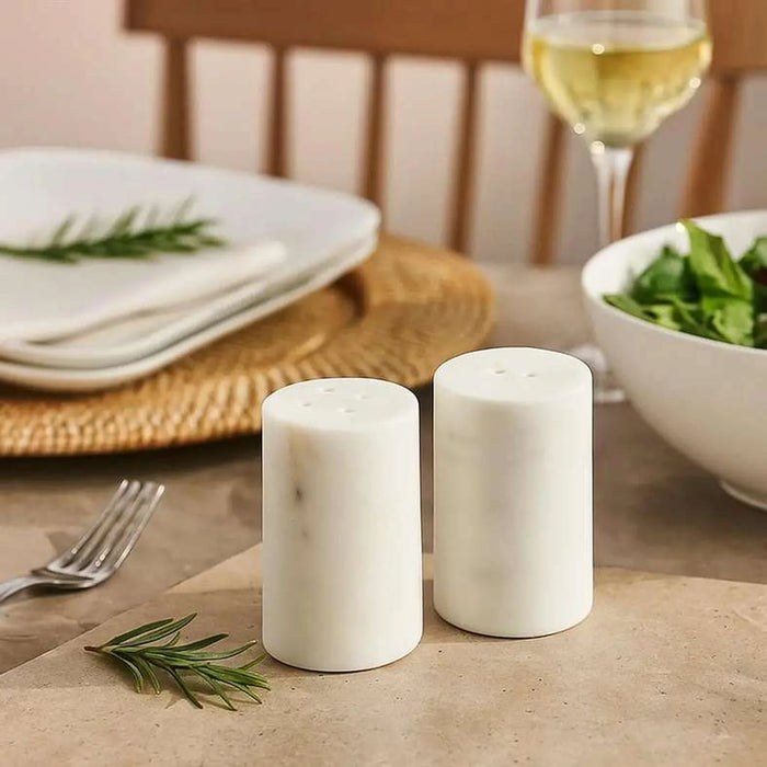 Mison 2-Piece Marble Salt Pepper Shaker Dia4X9Cm -White