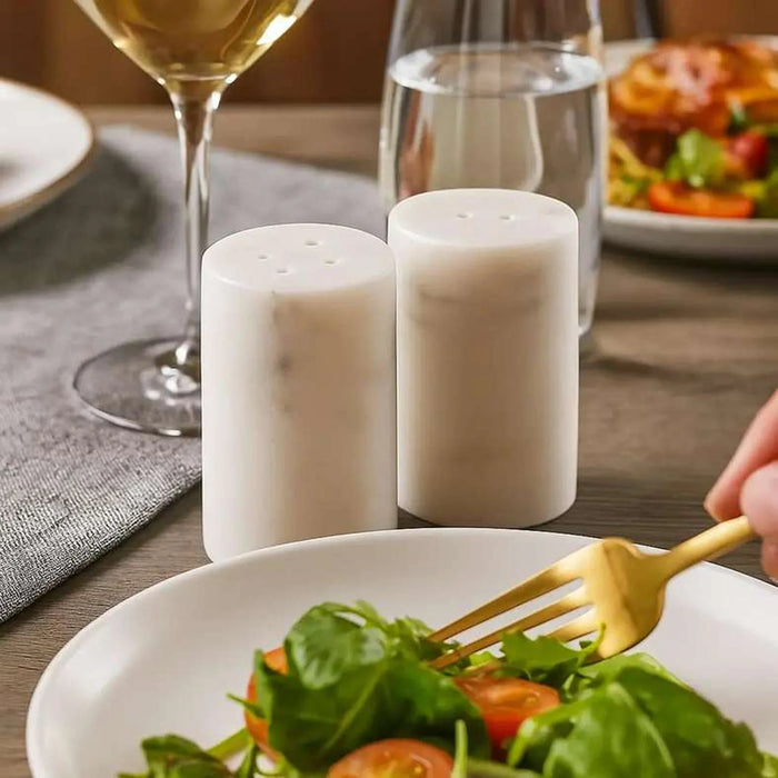 Mison 2-Piece Marble Salt Pepper Shaker Dia4X9Cm -White