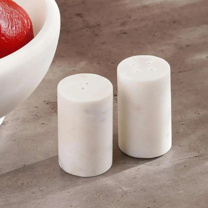 Mison 2-Piece Marble Salt Pepper Shaker Dia4X9Cm -White