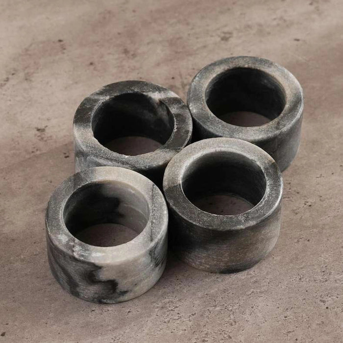 Mison 4-Piece Marble Napkin Ring - Grey Pan Home