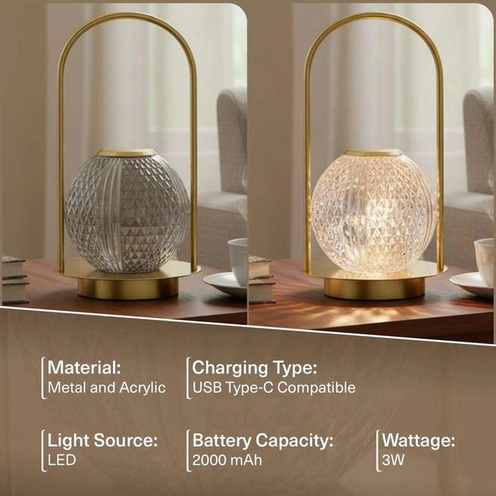 Mitzu Cordless Led Lantern Touch Dimmer 2000Mah Battery 12X23Cm - Copper