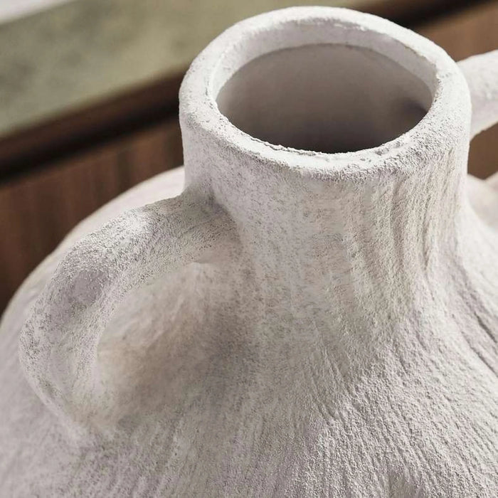 Miu Stoneware Vase With Two Handle 18.5X18.5X27.5Cm - White