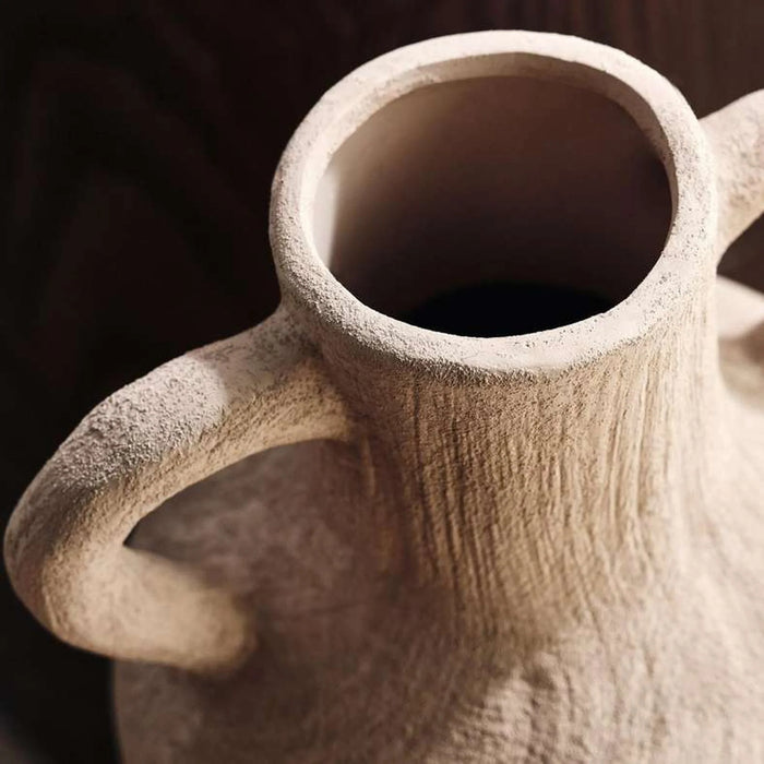 Miu Stoneware Vase With Two Handle 20.5X19X59Cm - Light Brown