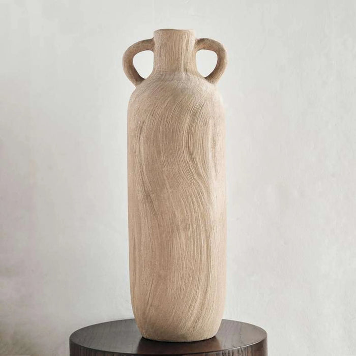 Miu Stoneware Vase With Two Handle 20.5X19X59Cm - Light Brown