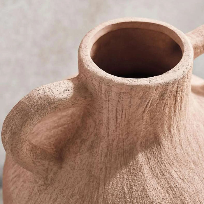 Miu Stoneware Vase With Two Handle 24X23.5X37.5Cm - Brown