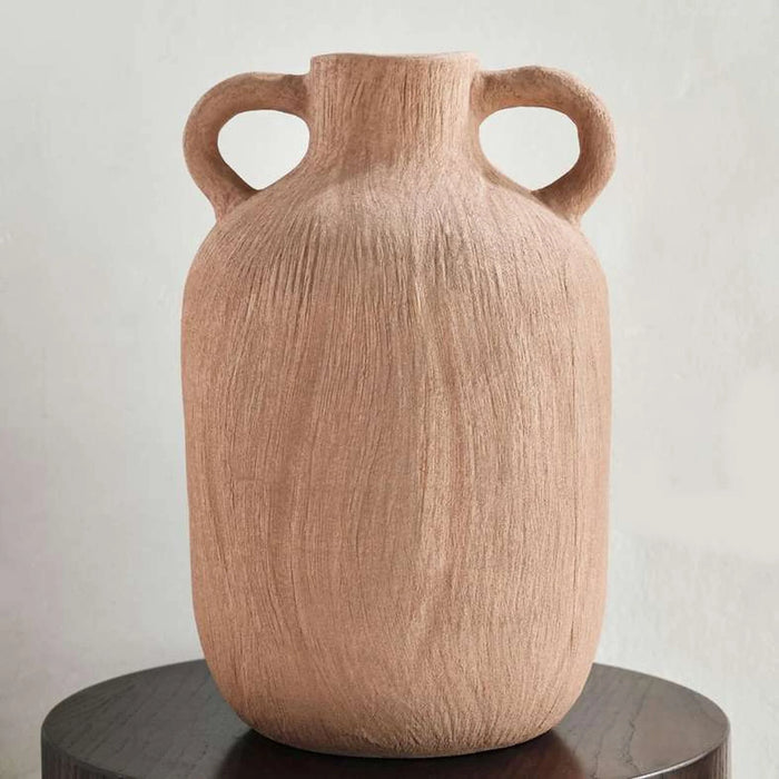Miu Stoneware Vase With Two Handle 24X23.5X37.5Cm - Brown