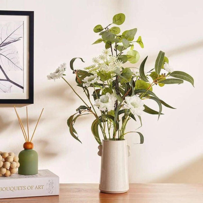 Mixed Artificial Floral Arrangment In Ceramic Pot 30.5X30.5X61Cm - White Pan Home