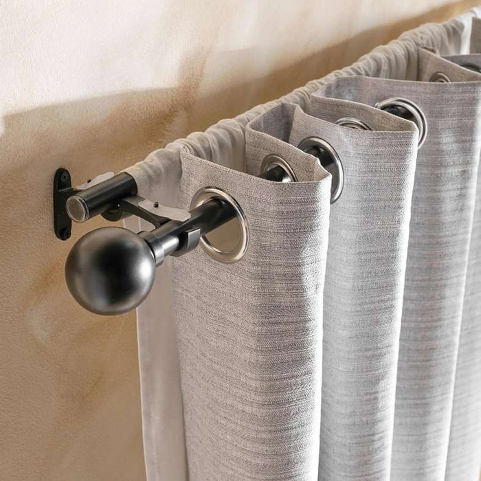 Modern Ball 19/16Mm Extendable Double Curtain Rod 132X365Cm - Black Matt