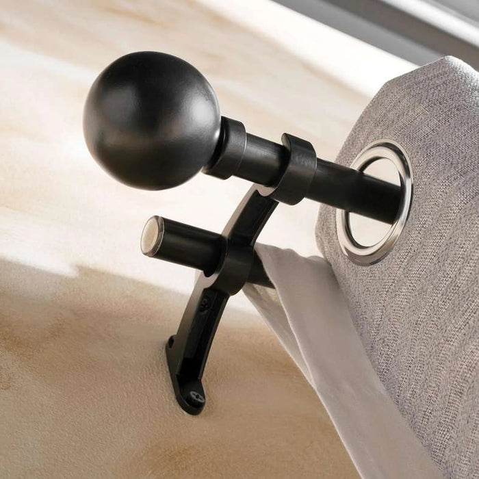 Modern Ball 19/16Mm Extendable Double Curtain Rod 132X365Cm - Black Matt