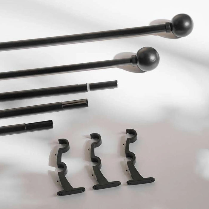 Modern Ball 19/16Mm Extendable Double Curtain Rod 132X365Cm - Black Matt