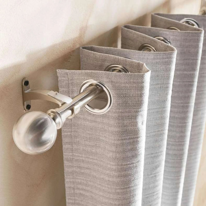 Modern Ball 19/16Mm Extendable Single Curtain Rod 132X365Cm - Satin Silver