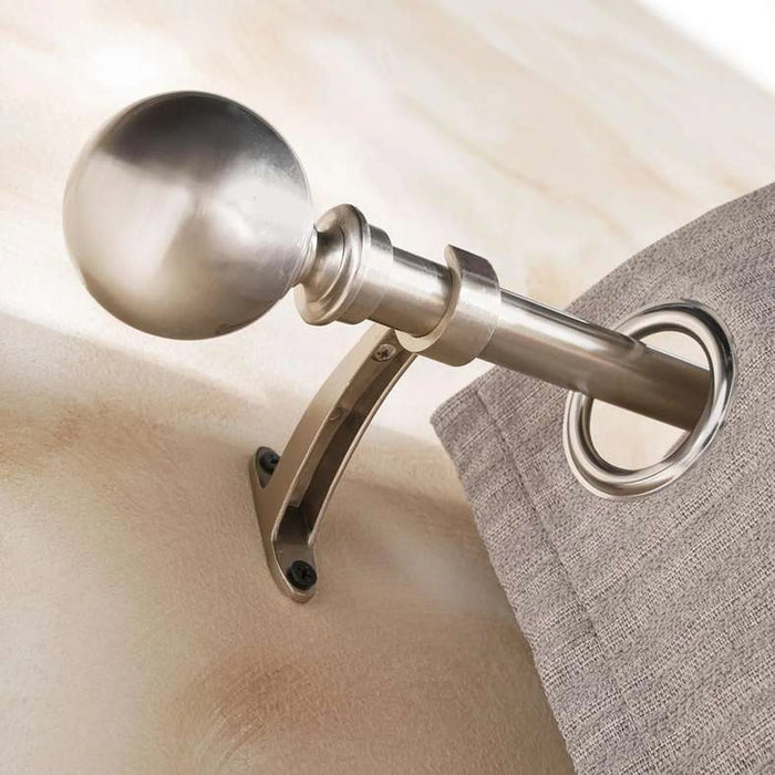 Modern Ball 19/16Mm Extendable Single Curtain Rod 70X122Cm - Satin Silver
