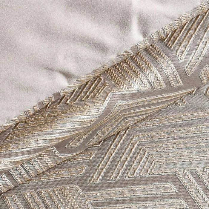 Modern Geo Jacquard  6 Piece King Comforter Set-240X260Cm- Beige