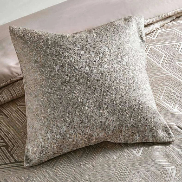 Modern Geo Jacquard  6 Piece King Comforter Set-240X260Cm- Beige