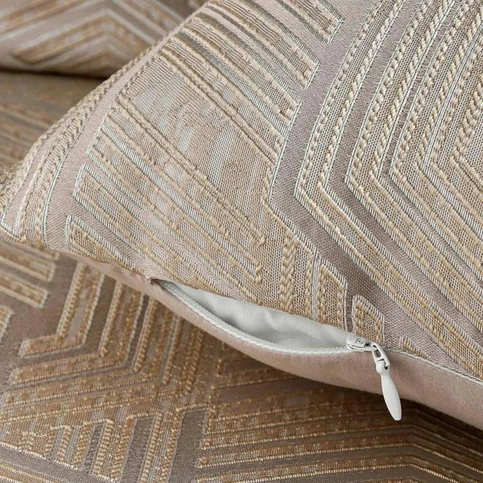 Modern Geo Jacquard  6 Piece King Comforter Set-240X260Cm- Beige