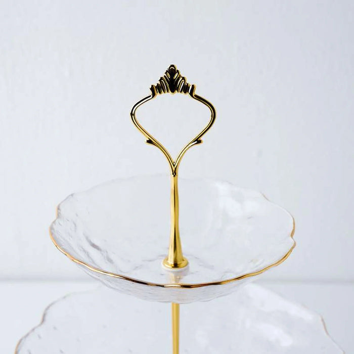 Moetz 3-Tier Cake Stand With Gold Rim 26X14X36Cm -Clear
