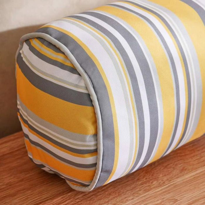 Mono Stripe Printed Water Repellant Outdoor Filled Bolster 50X18Cm - Grey/Yellow Pan Home