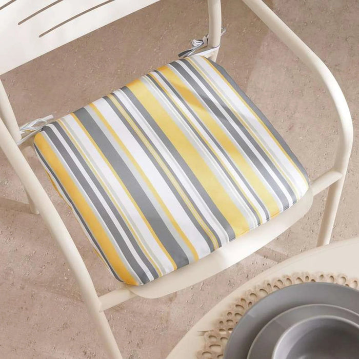 Mono Stripe Printed Water Repellant Outdoor Filled Chair Pad 40X40X5Cm - Grey Pan Home