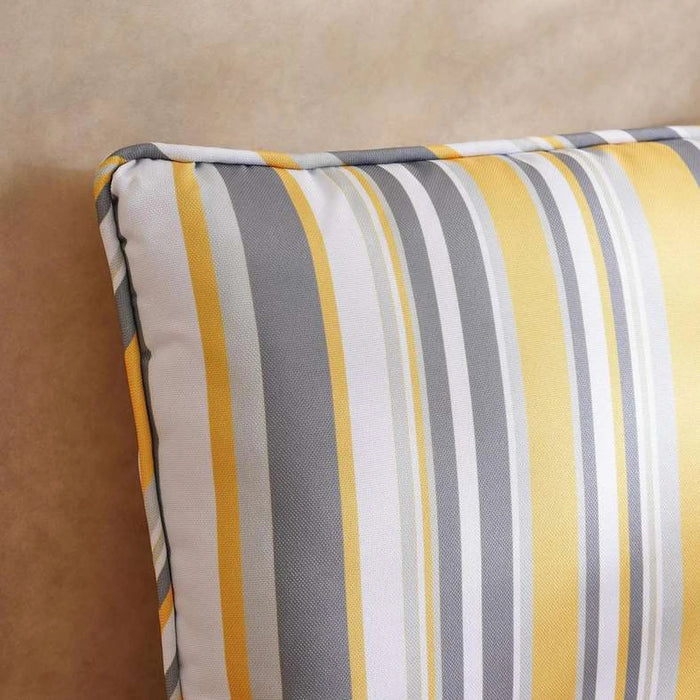 Mono Stripe Printed Water Repellant Outdoor Filled Cushion 45X33Cm - Grey/Yellow Pan Home