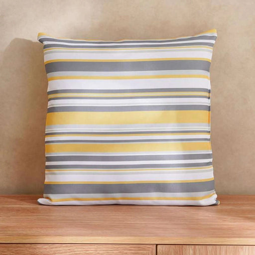 Mono Stripe Printed Water Repellant Outdoor Filled Cushion 45X45Cm - Grey/Yellow Pan Home