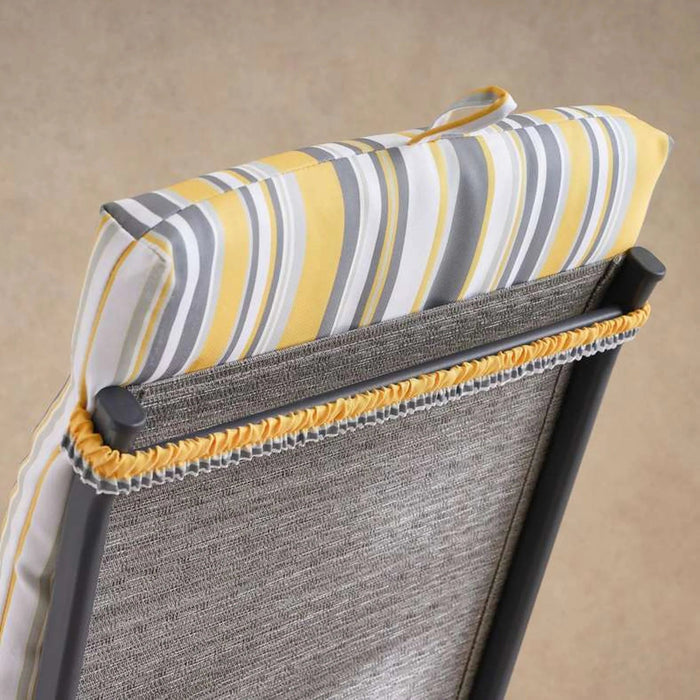Mono Stripe Printed Water Repellant Outdoor Sun Lounger Seat Pad 45X114X5Cm - Grey/Yellow Pan Home