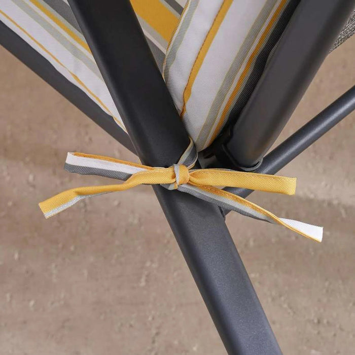 Mono Stripe Printed Water Repellant Outdoor Sun Lounger Seat Pad 45X114X5Cm - Grey/Yellow Pan Home