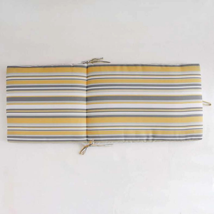 Mono Stripe Printed Water Repellant Outdoor Sun Lounger Seat Pad 45X114X5Cm - Grey/Yellow Pan Home